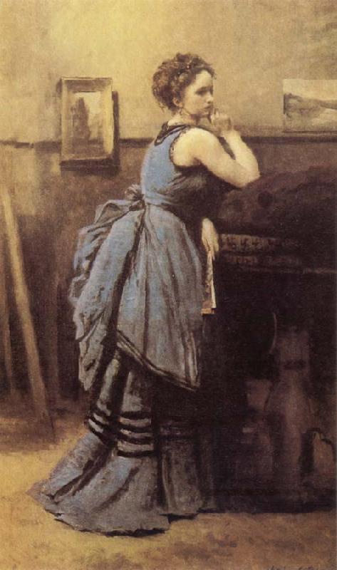 Jean Baptiste Camille  Corot Woman in Blue oil painting picture